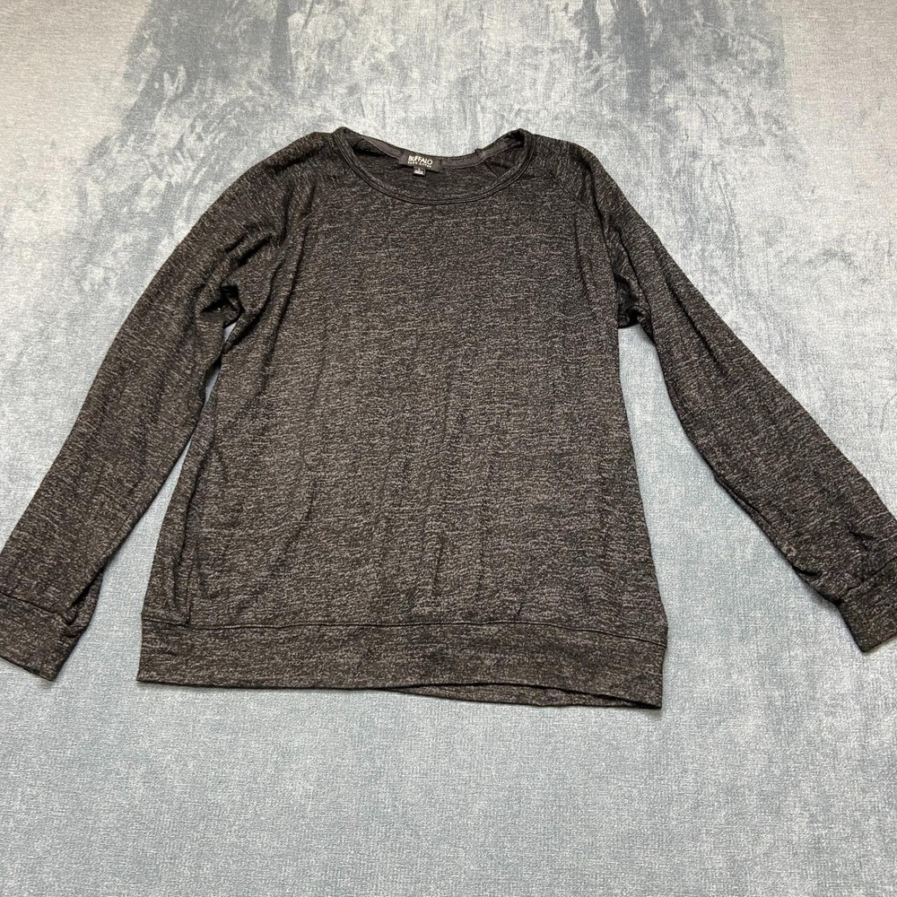 Buffalo David Bitton Sweater Mens Large Black Viscose Stretch Raglan Sleeve